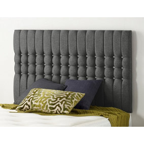 Somnior  6FT Galaxy Super King 32 inches Tweed Charcoal Headboard With Wooden Struts
