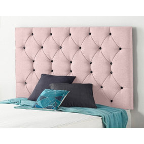 Somnior  6FT Premier Super King 32 inches Plush Pink Headboard With Wooden Struts
