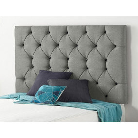 Somnior  6FT Premier Super King 32 inches Silver Linen Headboard With Wooden Struts