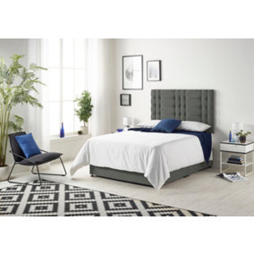 Somnior Bliss Linen Grey 2FT6 Memory Foam Divan Bed With 2 Drawers, Mattress & Headboard - Small Single