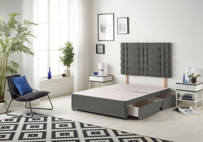 Somnior Bliss Linen Grey Divan Bed Base With 2 Drawers And Headboard - Small Double