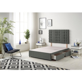Somnior Bliss Linen Grey Divan Bed Base With 4 Drawers And Headboard - Super King