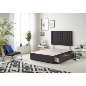 Somnior Bliss Plush Black Divan Bed Base With 2 Drawers And Headboard - Small Single
