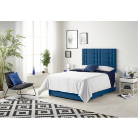 Somnior Bliss Plush Navy 4FT Memory Foam Divan Bed With 4 Drawers, Mattress & Headboard - Small Double