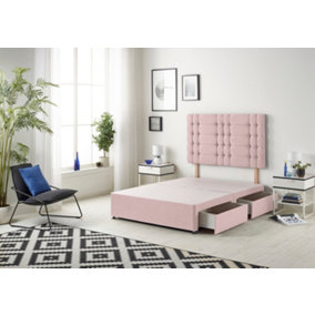Somnior Bliss Plush Pink Divan Bed Base With 2 Drawers And Headboard - Single