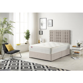 Somnior Bliss Silver Plush 4FT Memory Foam Divan Bed With Mattress & Headboard - Small Double