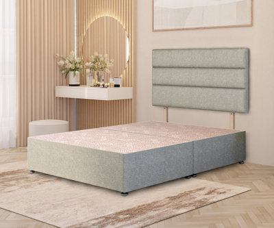 Somnior Chambery Linen Fabric 4FT Small Double Divan Bed Base with ...