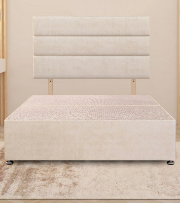 Somnior Chambery Plush Velvet 4FT Small Double Divan Bed Base with ...
