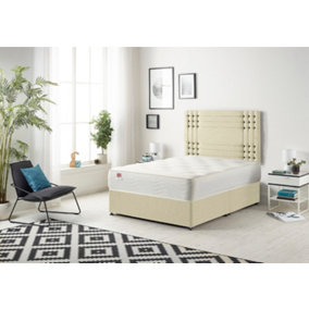 Somnior Flexby Beige Linen 5FT Memory Foam Divan Bed With Mattress & Headboard - King
