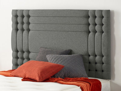 Somnior Flexby Linen Grey Divan Bed Base With 4 Drawers And Headboard - Double