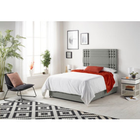 Somnior Flexby Linen Silver 2FT6 Memory Foam Divan Bed With 2 Drawers, Mattress & Headboard - Small Single