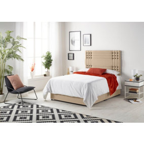 Somnior Flexby Plush Beige 5FT Memory Foam Divan Bed With 4 Drawers, Mattress & Headboard - King