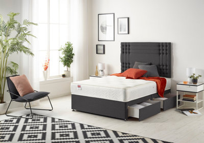 Somnior Flexby Plush Black 2FT6 Memory Foam Divan Bed With 2
