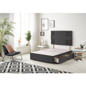 Somnior Flexby Plush Black Divan Bed Base With 2 Drawers And Headboard - Double