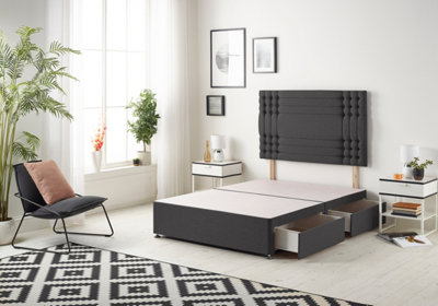 Somnior Flexby Plush Black Divan Bed Base With 2 Drawers And Headboard