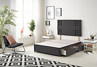 Somnior Flexby Plush Black Divan Bed Base With 2 Drawers And Headboard - Small Single