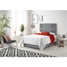 Somnior Flexby Plush Charcoal 5FT Memory Foam Divan Bed With 2 Drawers, Mattress & Headboard - King