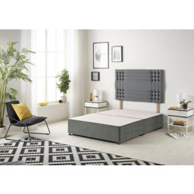 Somnior Flexby Plush Charcoal Divan Base With Headboard - Small Double