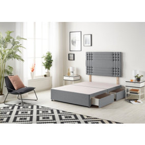 Somnior Flexby Plush Charcoal Divan Bed Base With 2 Drawers And Headboard - Double