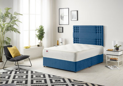Somnior Flexby Plush Navy 6FT Memory Foam Divan Bed With Mattress & Headboard - Super King