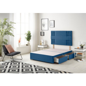 Somnior Flexby Plush Navy Divan Bed Base With 2 Drawers And Headboard - Small Single