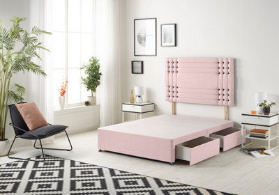 Somnior Flexby Plush Pink Divan Bed Base With 2 Drawers And Headboard - Single