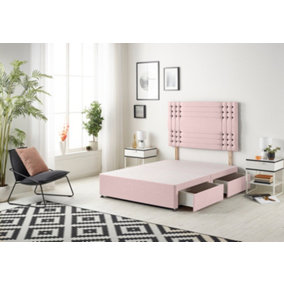 Somnior Flexby Plush Pink Divan Bed Base With 2 Drawers And Headboard - Single