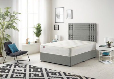 Somnior Flexby Silver Linen 2FT6 Memory Foam Divan Bed With Mattress & Headboard - Small Single