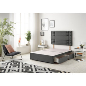 Somnior Flexby Tweed Charcoal Divan Bed Base With 2 Drawers And Headboard - King