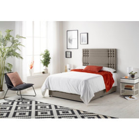 Somnior Flexby Tweed Coffee 4FT6 Memory Foam Divan Bed With 2 Drawers, Mattress & Headboard - Double