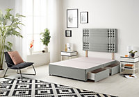 Somnior Flexby Tweed Grey Divan Bed Base With 2 Drawers And Headboard - Small Double