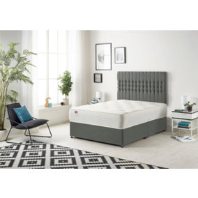 Somnior Galaxy Linen Grey 2FT6 Memory Foam Divan Bed With Mattress & Headboard - Small Single