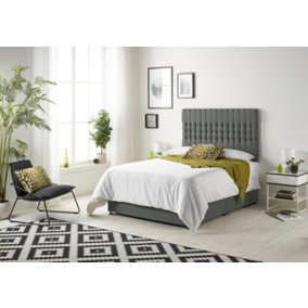 Somnior Galaxy Linen Grey 5FT Memory Foam Divan Bed With 4 Drawers, Mattress & Headboard - King
