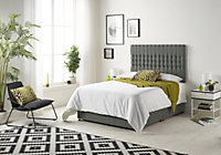 Somnior Galaxy Linen Grey 6FT Memory Foam Divan Bed With 4 Drawers, Mattress & Headboard - Super King