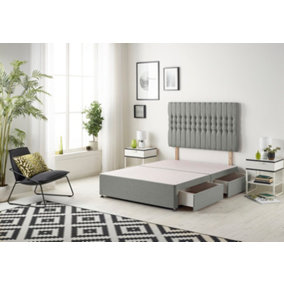 Somnior Galaxy Linen Silver Divan Bed Base With 2 Drawers And Headboard - Small Double