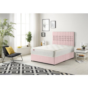 Somnior Galaxy Pink Plush 2FT6 Memory Foam Divan Bed With Mattress & Headboard - Small Single