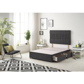 Somnior Galaxy Plush Black Divan Bed Base With 2 Drawers And Headboard - Small Single