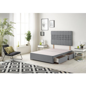 Somnior Galaxy Plush Charcoal Divan Bed Base With 2 Drawers And Headboard - Double