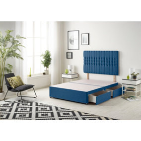 Somnior Galaxy Plush Navy Divan Bed Base With 2 Drawers And Headboard - Single