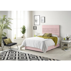 Somnior Galaxy Plush Pink 2FT6 Memory Foam Divan Bed With 2 Drawers, Mattress & Headboard - Small Single