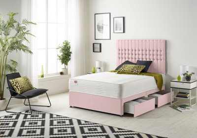 Somnior Galaxy Plush Pink 6FT Memory Foam Divan Bed With 2 Drawers ...