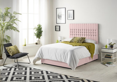 Somnior Galaxy Plush Pink 6FT Memory Foam Divan Bed With 4 Drawers, Mattress & Headboard - Super King