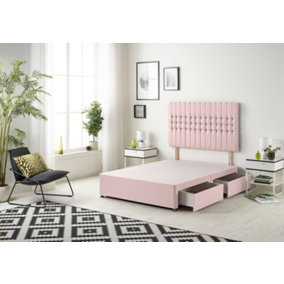 Somnior Galaxy Plush Pink Divan Bed Base With 2 Drawers And Headboard - Small Single