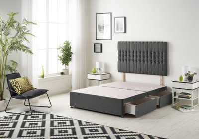 Somnior Galaxy Tweed Charcoal Divan Bed Base With 4 Drawers And Headboard - Super King