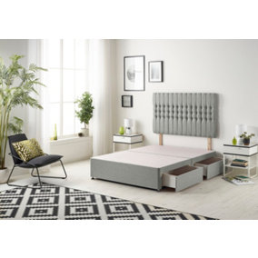 Somnior Galaxy Tweed Grey Divan Bed Base With 2 Drawers And Headboard - Small Double