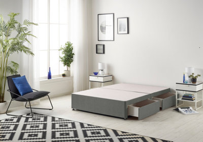 Somnior Platform Divan Base Linen Grey With 2 Drawers -  Single