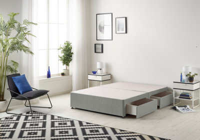 Somnior Platform Divan Base Linen Silver With 4 Drawers - King