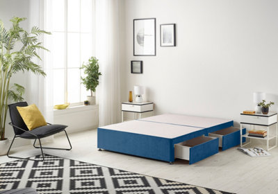 Somnior Platform Divan Base Plush Navy With 2 Drawers - Double