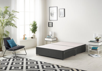 Somnior Platform Divan Base Tweed Charcoal With 2 Drawers - Small Double