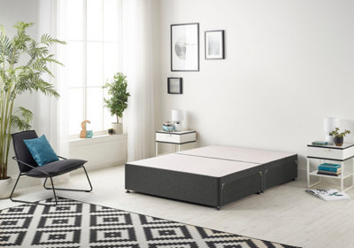 Somnior Platform Divan Base Tweed Charcoal With 4 Drawers - King